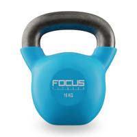 Kettlebell - Focus Fitness Vinyl - 16 kg - Blauw - thumbnail