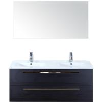 Seville Badmeubelset 120 cm - 2 Laden Black Oak - Wastafel Enjoy Dubbel met Spiegel