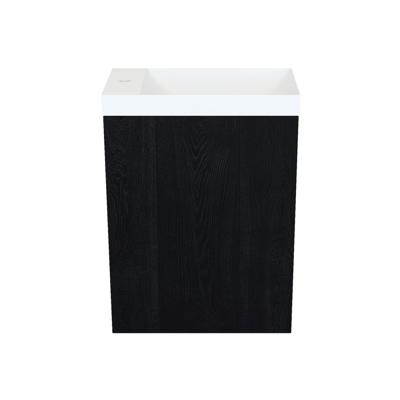 Fonteinkast Black Oak Arcqua Luna 40x55x28 cm Incl. Fontein Mat Wit Met Overloop Arcqua