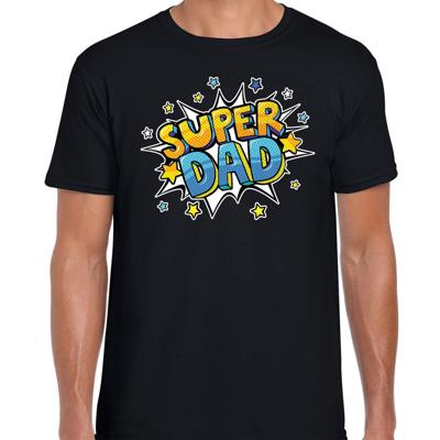 Super dad cadeau t-shirt - zwart - voor heren - vaderdag / verjaardag kado - shirt papa