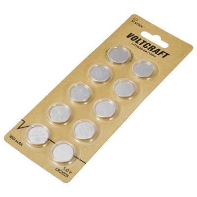 VOLTCRAFT Knoopcel CR2025 3 V 10 stuk(s) 160 mAh Lithium VC-16108000