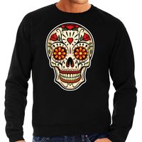 Day of the dead sugar skull rocker sweater zwart voor heren 2XL  -