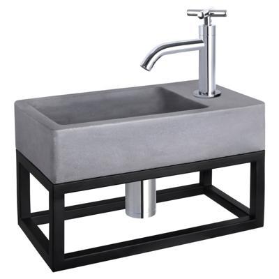 Differnz Force fonteinset beton donkergrijs - kraan kruis - met handdoekrek - 40 x 22 x 9 cm - chroom