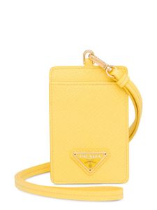 Prada étui à badge en cuir Saffiano - Jaune