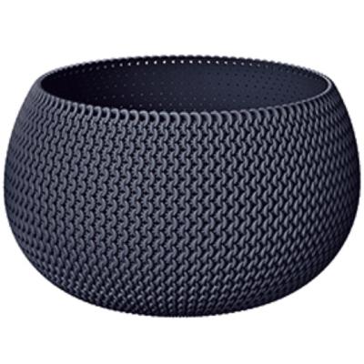 Tuin bloempot/plantenpot Splofy - rond - kunststof - antraciet - D18 x H16 cm - 2,3 liter
