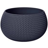 Tuin bloempot/plantenpot Splofy - rond - kunststof - antraciet - D18 x H16 cm - 2,3 liter