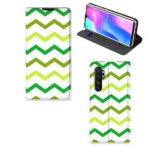 Xiaomi Mi Note 10 Lite Hoesje met Magneet Zigzag Groen