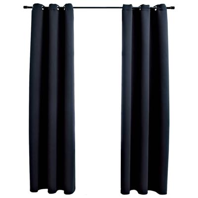 Verduisteringsgordijnen met ringen 2 stuks zwart 97x213 cm stof