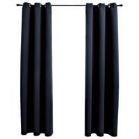 Verduisteringsgordijnen met ringen 2 stuks zwart 97x213 cm stof Verduisteringsgordijnen met ringen 2 stuks zwart 97x213 cm stof