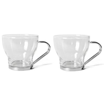 Gerimport theeglazen set - 12x stuks - 170 ml - RVS - met oor/handvat
