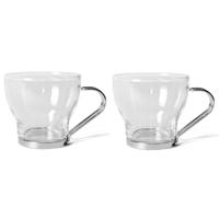 Gerimport theeglazen set - 12x stuks - 170 ml - RVS - met oor/handvat