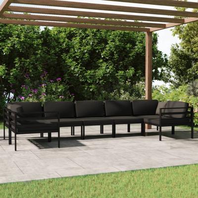 7-delige Loungeset met kussens aluminium antracietkleurig