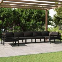7-delige Loungeset met kussens aluminium antracietkleurig