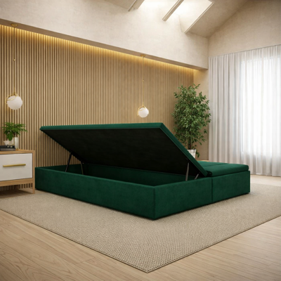 OP=OP Opberg boxspring Zonder Matras Zonder Hoofdbord - 160 x 200 Velvet Groen - Niet in originele verpakking