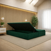 OP=OP Opberg boxspring Zonder Matras Zonder Hoofdbord - 160 x 200 Velvet Groen - Niet in originele verpakking