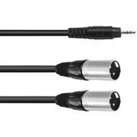 Omnitronic 30225157 XLR Adapterkabel [1x Jackplug male 3,5 mm - 2x XLR-stekker 3-polig] 3.00 m Zwart