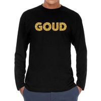 Feest longsleeve shirt voor heren goud - glitter tekst - foute party/carnaval - zwart