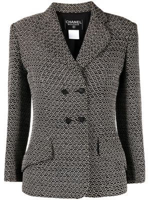 CHANEL Pre-Owned blazer en tweed à boutonnière croisée (1998) - Noir