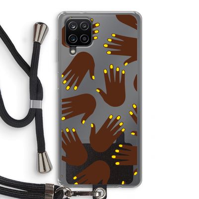 Hands dark: Samsung Galaxy A12 Transparant Hoesje met koord