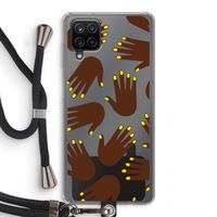 Hands dark: Samsung Galaxy A12 Transparant Hoesje met koord
