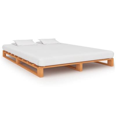 Bedframe pallet massief grenenhout bruin 140x200 cm