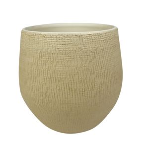 Plantenpot/bloempot in een strakke Modern design look zand/beige Dia 31 cm en Hoogte 28 cm