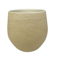 Plantenpot/bloempot in een strakke Modern design look zand/beige Dia 31 cm en Hoogte 28 cm - thumbnail