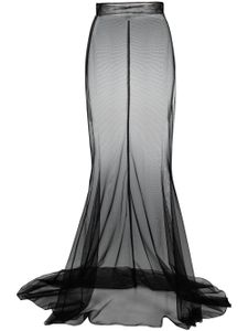 Saint Laurent jupe taille-haute à empiècement transparent - Noir