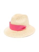 Piccola Ludo chapeau de paille à détail de ruban - Rose