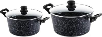 Westinghouse Kookpannenset Black Marble ø 24, 28 cm - inductie en alle andere warmtebronnen - 2 Delig
