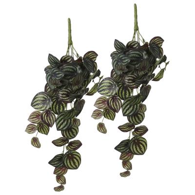 Peperomia kunstplant - 2x - hangplant - 58 x 14 cm - Kamer/kantoor planten