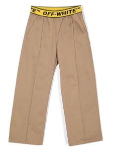 Off-White Kids pantalon droit à taille à logo - Marron