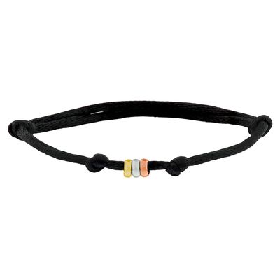 Armband Ringetjes satijn-goud zwart-wit-goud-rosegoud 13-26 cm