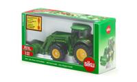 Siku John Deere Tractor met voorlader 1:32 metaal/kunststof groen beweegbare voorlader verwijderbare bestuurderscabine - thumbnail