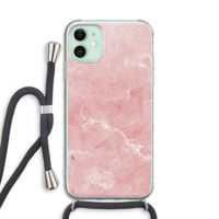 Roze marmer: iPhone 11 Transparant Hoesje met koord