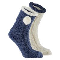 Apollo bedsokken / huissokken - kinderen - 2-pack - blauw/wit - one size - Slaapsokken - Slofsokken