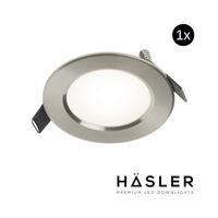 Hasler Inbouwspot Häsler Comarruga Incl. Fase Aansnijding Dimbaar 9.2 cm 4 Watt Helder Wit RVS Set 10x - Set 1 Spot - thumbnail