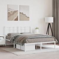 Bedframe met hoofdbord metaal wit 140x190 cm