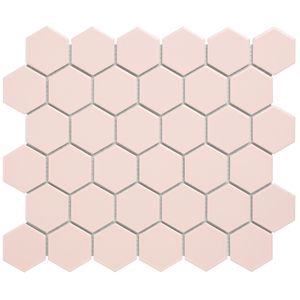 Tegelsample: The Mosaic Factory Barcelona hexagon mozaïek tegels 28x33 roze