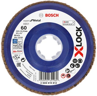 Bosch Accessoires Lamellenschijf X551 115mm G60 kunststof recht X-LOCK - 2608619812
