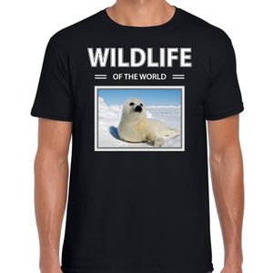 Zeehond t-shirt met dieren foto wildlife of the world zwart voor heren