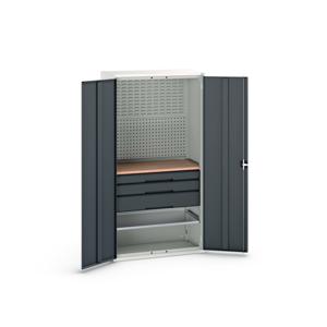 Bott Verso Systeemkast | 1050x550x2000mm | 1 Legbord | 3 Lades | 1 Perfo Achterwand | RAL 7016 - 16926572.19