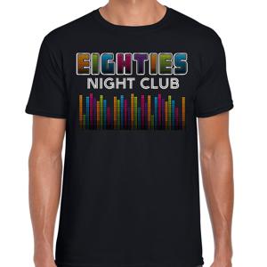 Verkleed T-shirt voor heren - eighties night club - zwart - jaren 80/80s - carnaval