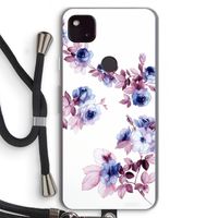 Waterverf bloemen: Pixel 4a 5G Transparant Hoesje met koord