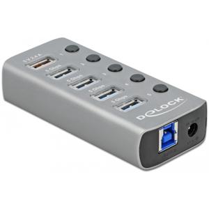 DeLOCK 63262 interface hub USB 3.2 Gen 1 (3.1 Gen 1) Type-B 5000 Mbit/s Grijs