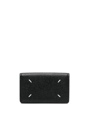 Maison Margiela porte-cartes en cuir à coutures signature - Noir