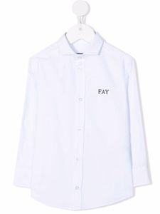 Fay Kids chemise à logo brodé - Blanc