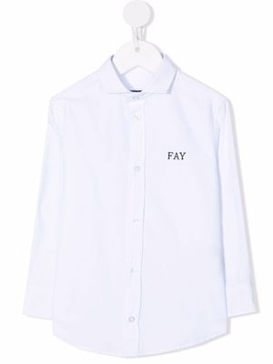 Fay Kids chemise à logo brodé - Blanc