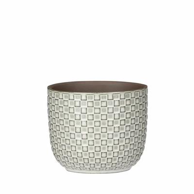 Mica Decorations Plantenpot - wit - keramiek - D11xH9 cm - bloempot