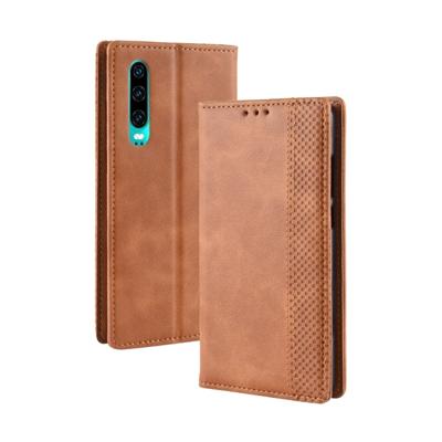 Magnetische Buckle retro Crazy Horse textuur horizontale Flip lederen case voor Huawei P30 met houder & kaartsleuven & fotolijstjes (bruin)